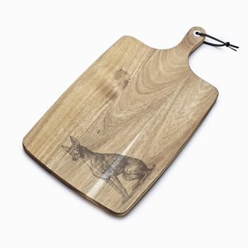 Personalised Cirneco Dell'etna Engraved Acacia Serving Board, 3 of 6