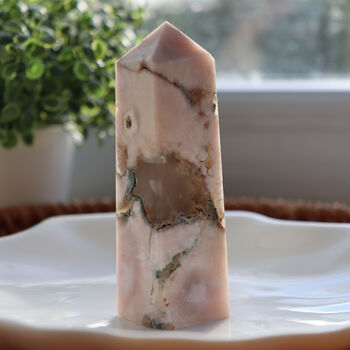 Flower Agate Crystal Tower With Optional Mini Crystal, 2 of 12