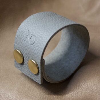 Wide Personalised Leather Bracelet With Gold Button, 11 of 12