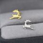 Sterling Silver Running Reindeer Stud Earrings, thumbnail 2 of 12
