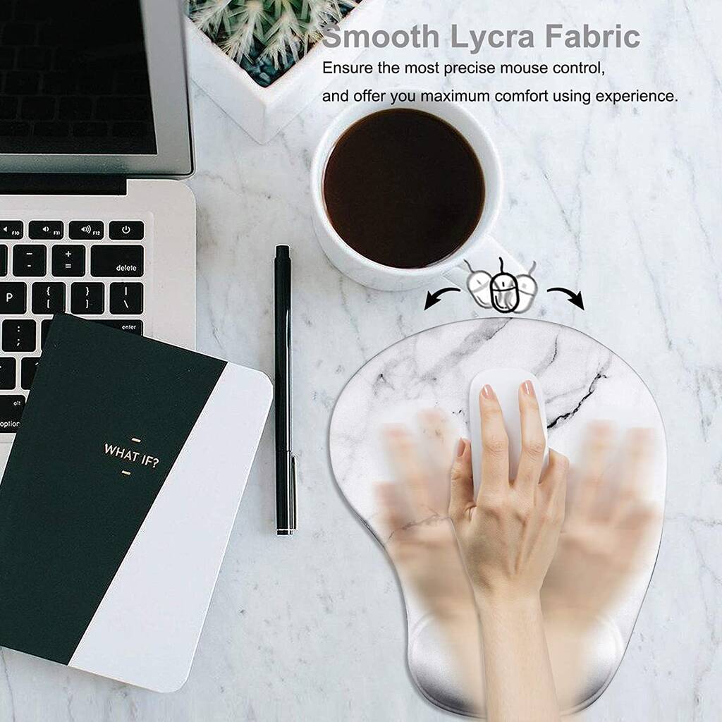 White Marble Mouse Mat Wrist Rest By Momentum