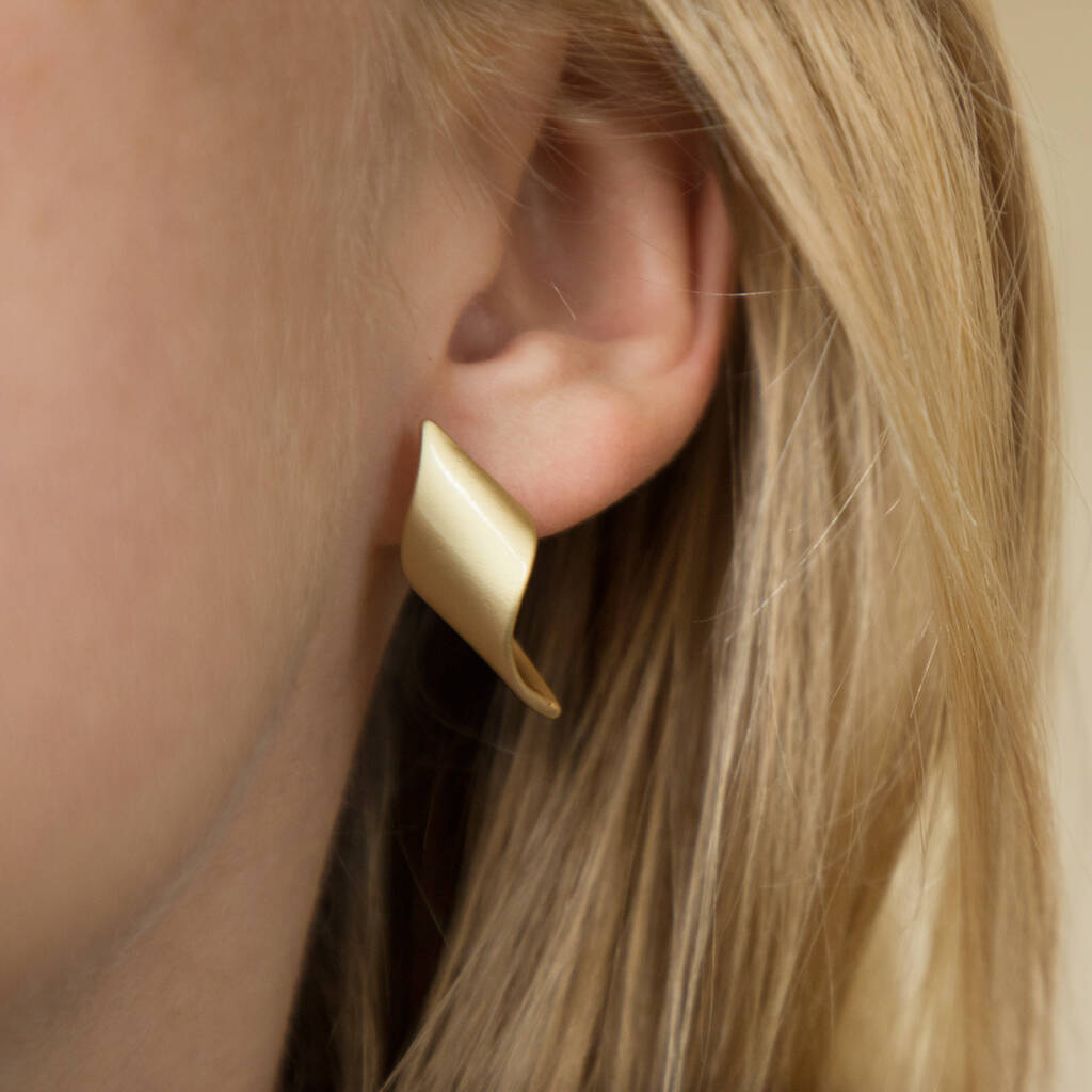 Matte Gold Colour Twisted Earrings By Brand X