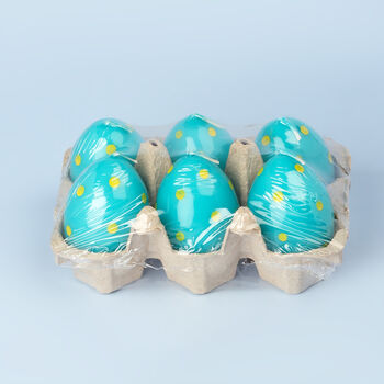 G Decor Set Of Six Easter Egg Candles Blue, 6 of 6
