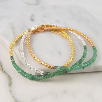 Emerald May Birthstone Rose/Gold Plated Silver Bracelet, 2 of 4