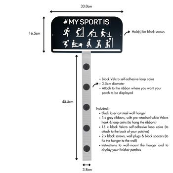 Hyrox Patch Display | Black Metal | Wall Mounted Race Finisher Patch Holder, 6 of 7