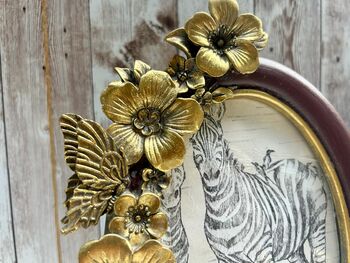 Gold Oval Floral Photo Frame With Butterfly Detail 15 X 10cm, 5 of 7