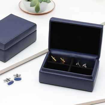 Personalised Intials Leather Cufflink Box, 3 of 4