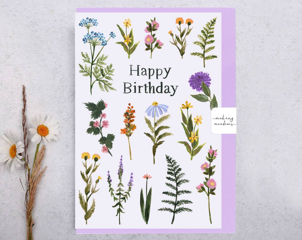 Meadow Flowers Happy Birthday Card