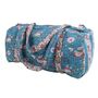 Block Printed Inky Blue And Pink Floral Stripe Quilted Duffle Bag, thumbnail 5 of 7
