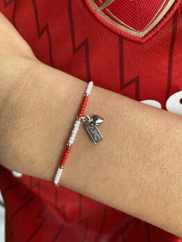 Arsenal Afc Bead Bracelet With Heart Charm, 4 of 4