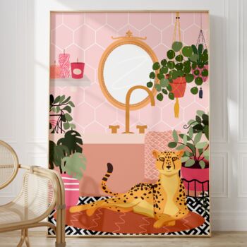 Pink Bathroom Wall Art Leopard Print, 4 of 4