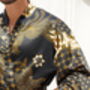 Men's Black Satin Kimono Robe, thumbnail 4 of 7