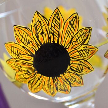Sunflower Hand Painted Gin Glass, 3 of 7