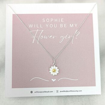 Sterling Silver Flower Girl Necklace Wedding Gift Set, 4 of 7