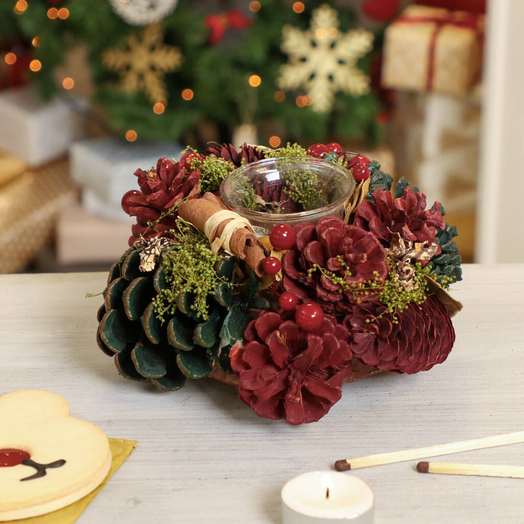 Cinnamon Pine Christmas Tealight Candle Holder By Dibor