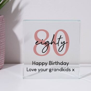 Personalised Birthday Glass Square Block, 6 of 6
