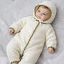 Personalised Baby Sherpa Fleece Pram Suit Hooded All In One, thumbnail 1 of 12
