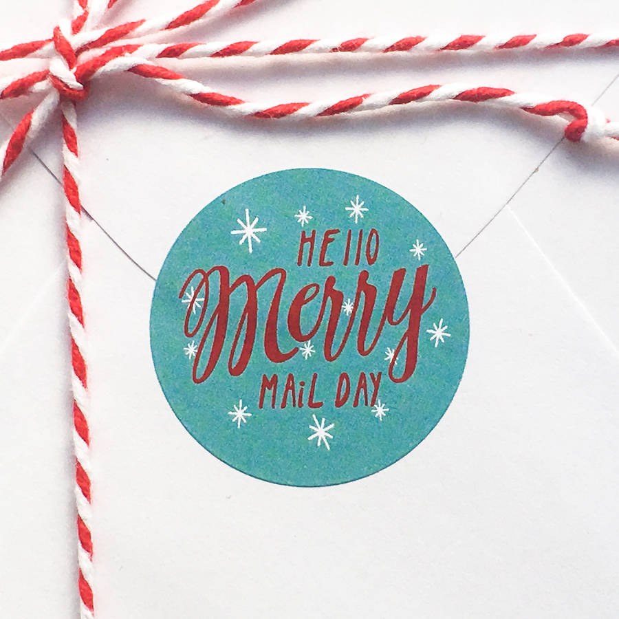 'hello merry mail day' christmas mail stickers by rosie jo's