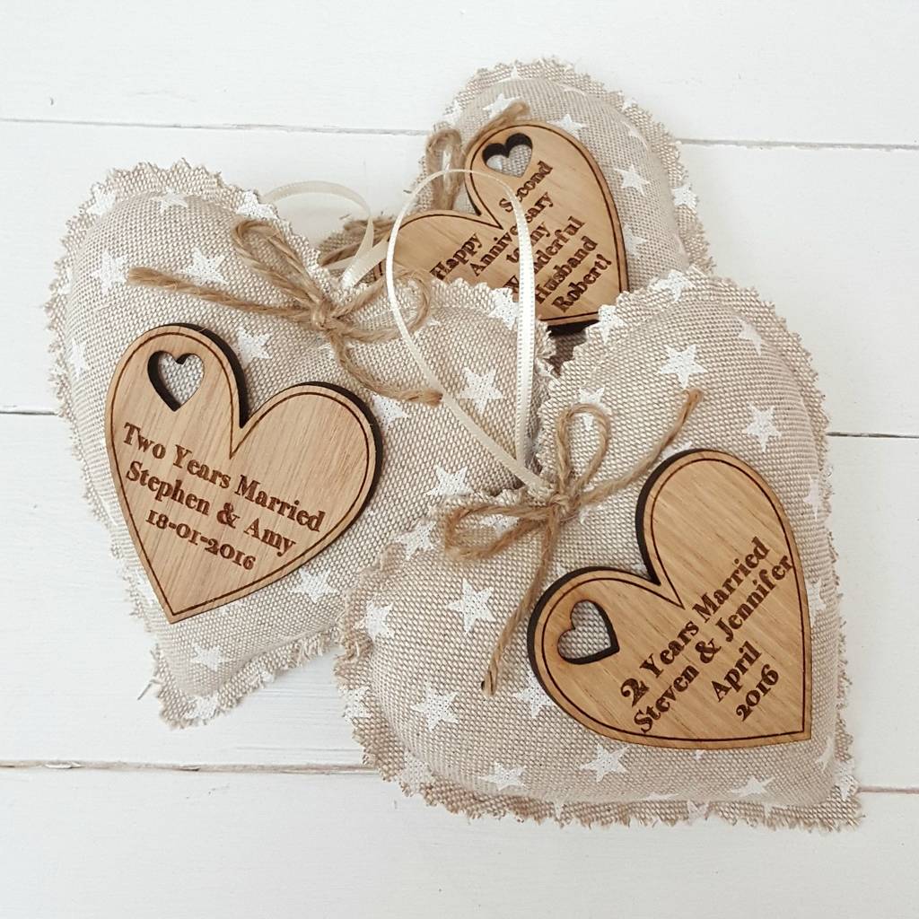 Cotton Anniversary Heart With Oak Wood Heart Message, 1 of 12