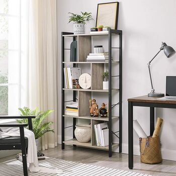 Five Tier Bookshelf Large Storage Shelf Bookcase, 2 of 12