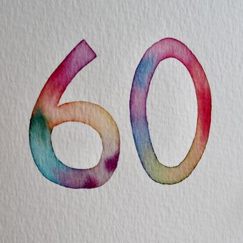 Handmade 60th / Any Age Watercolour Birthday Card, 3 of 7