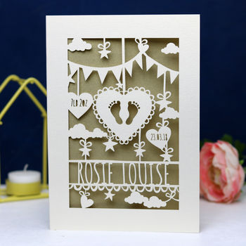 Personalised Papercut Baby Card, 7 of 8