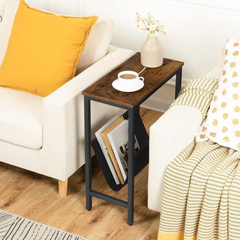 Narrow Side Bedside Table End Table With Black Sling, 5 of 7