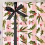 Three Sheets Of Vintage Mistletoe And Holly Christmas Wrapping Paper, thumbnail 1 of 2