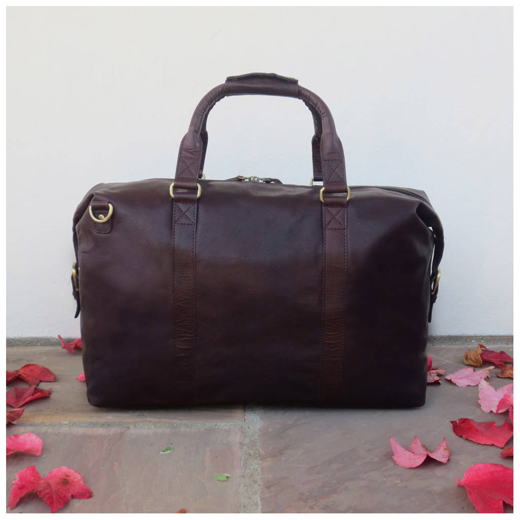 brown leather holdall travel bag gym bag by holly rose ...