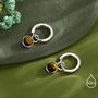 Sterling Silver Dangling Tiger's Eye Hoop Earrings, thumbnail 2 of 11