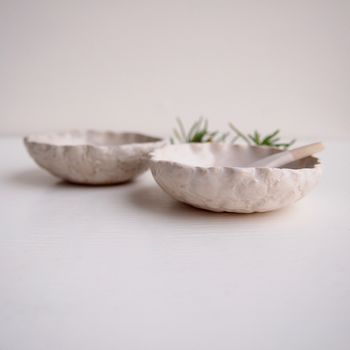 Handmade Mini Textural Pottery Salt + Pepper Dishes, 2 of 6