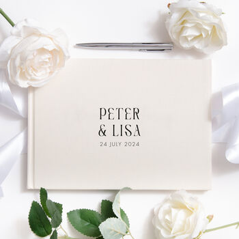 Personalised Wedding Linen Guest Book Elegant, 2 of 10