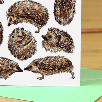 Hedgehogs Watercolour Blank Greeting Card, 6 of 8