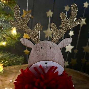 Wooden Reindeer Decoration With Red Woolly Scarf, 3 of 3