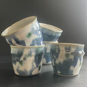 Blue Floral Tumblers Cute Wonky Hand Painted Cups, 8 of 10