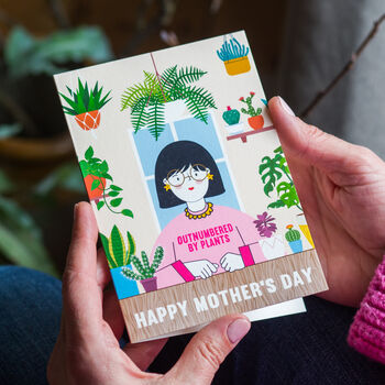 'Outnumbered By Plants' Mother's Day Card, 3 of 3