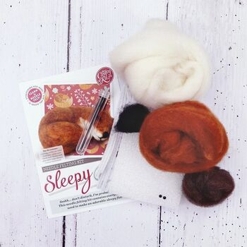 Sleepy Fox Needle Felting Craft Kit, 2 of 3