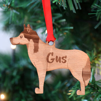 Persoanlised Husky Wooden Dog Christmas Decoration, 4 of 10