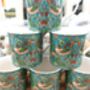 Set Of Six Palace Mugs In William Morris Teal Strawberry Thief Design, thumbnail 3 of 12