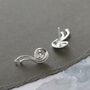 Sterling Silver Swirly Spiral Stud Earrings, thumbnail 1 of 5