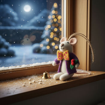 Handmade Jingle Whiskers Christmas Mouse Hanging Dec, 3 of 4