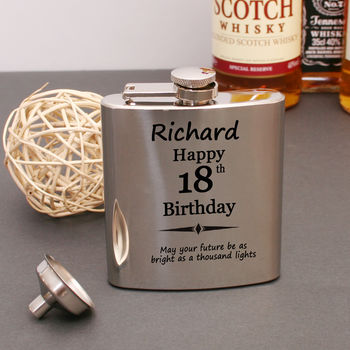 Personalised 18th Birthday Hip Flask Gift Set By Gifts Online4 U ...