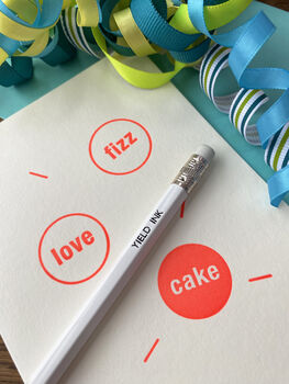 'Pop – Love, Fizz, Cake' Letterpress Celebration Card, 3 of 3