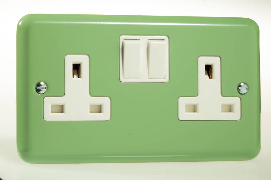 Retro Beryl Green Metal Light Switch And Plug Sockets By Candy Queen