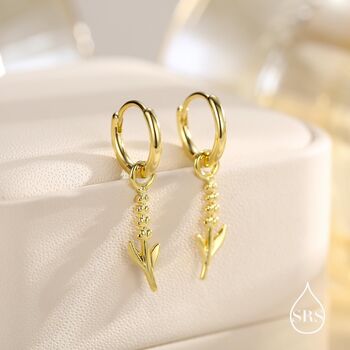 Sterling Silver Lavender Huggie Hoop Earrings, 7 of 11