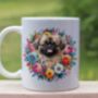 Personalised Pug Summer Floral Dog Wreath Gift Keepsake Mug, thumbnail 1 of 2