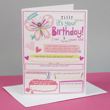 Personalised Girl's Birthday Keepsake Card, 2 of 5