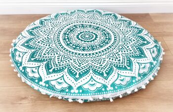 Round Ombre Mandala Floor Cushion Cover, 3 of 7