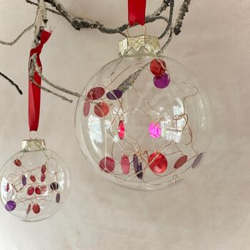 Set Of Six Red And Purple Christmas Baubles Tree Decoration Christmas Ornaments, 5 of 7