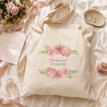 Personalised Floral Bridesmaid Tote Bag Gift, 3 of 6